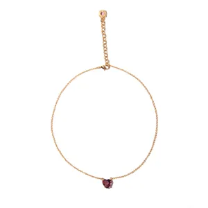 Les Nereides Small Heart Shaped Plum Stone Necklace