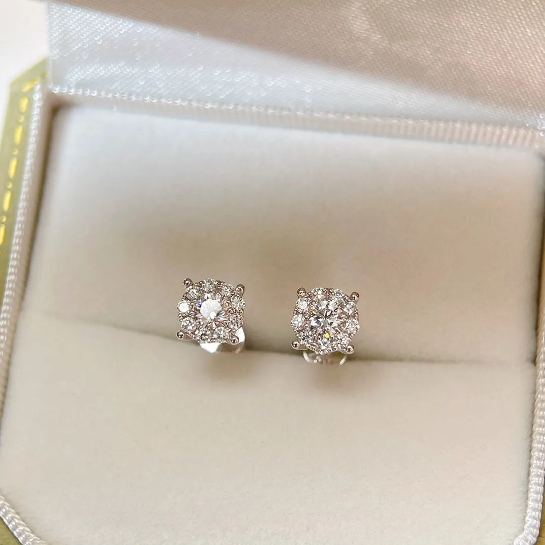 Like Carat 1/2 carat round diamond earring with 18K white solid gold