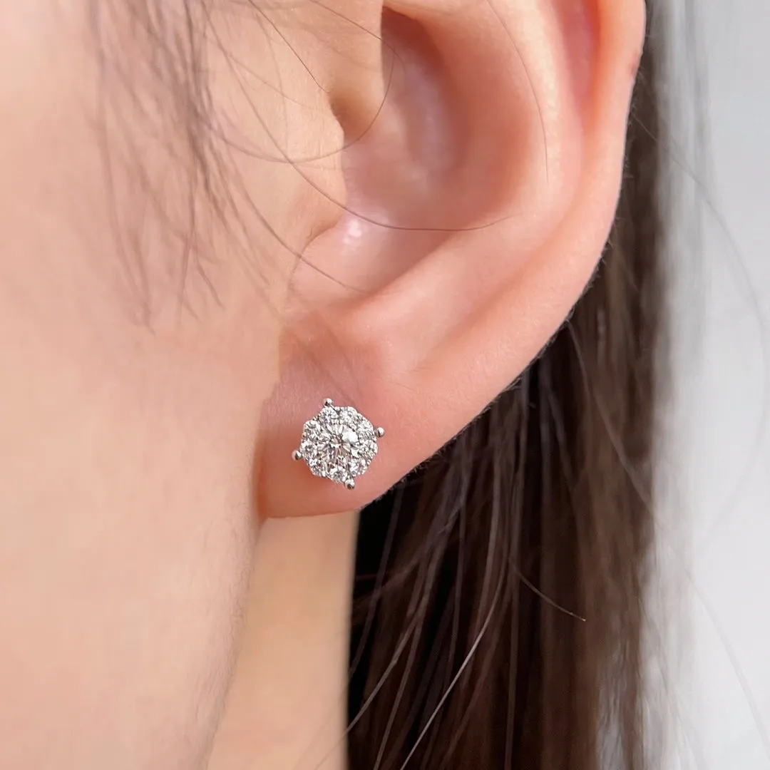 Like Carat 1/2 carat round diamond earring with 18K white solid gold