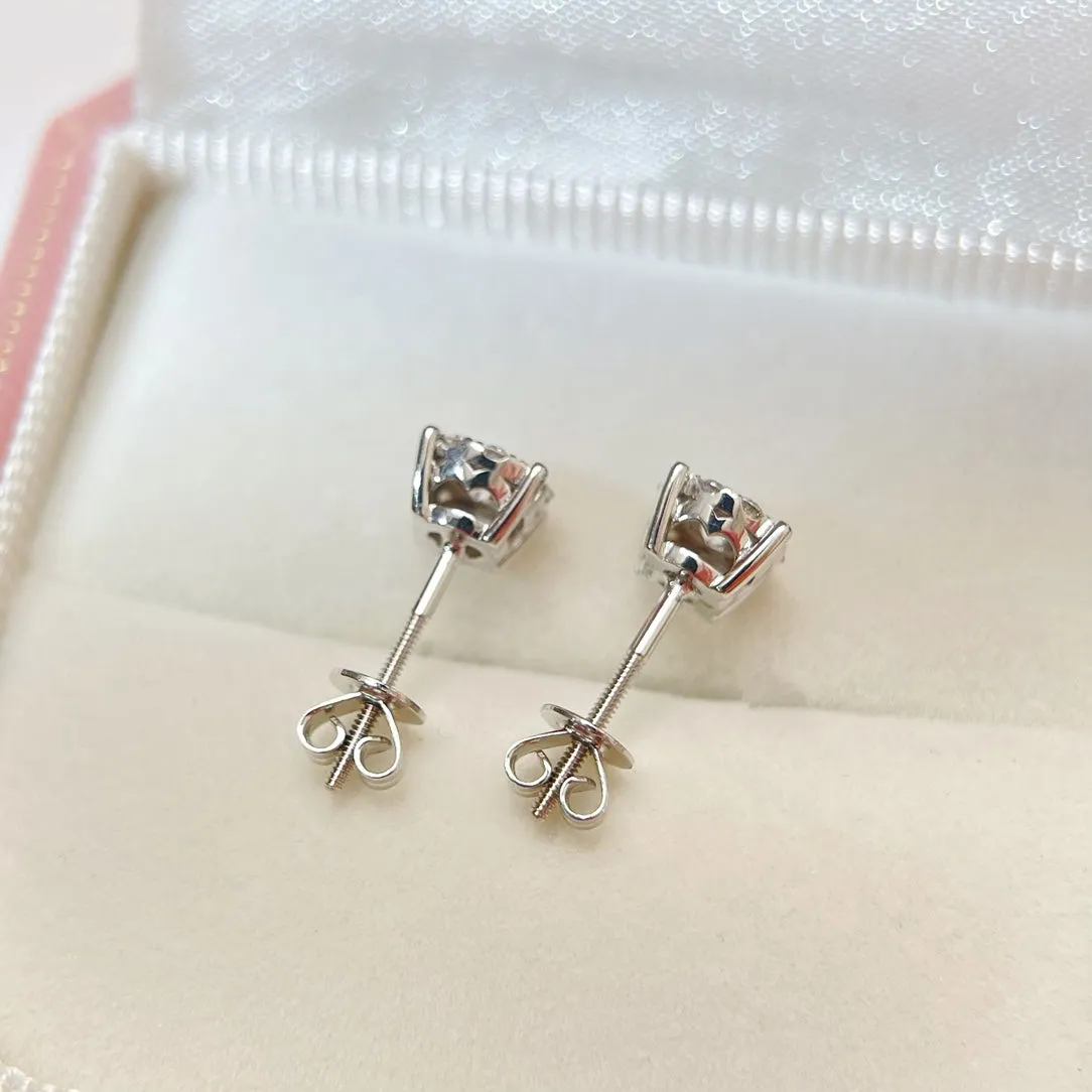 Like Carat 1/2 carat round diamond earring with 18K white solid gold