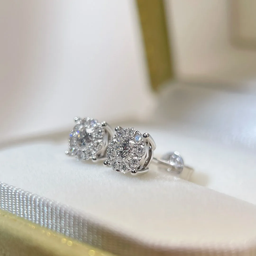 Like Carat 1/2 carat round diamond earring with 18K white solid gold