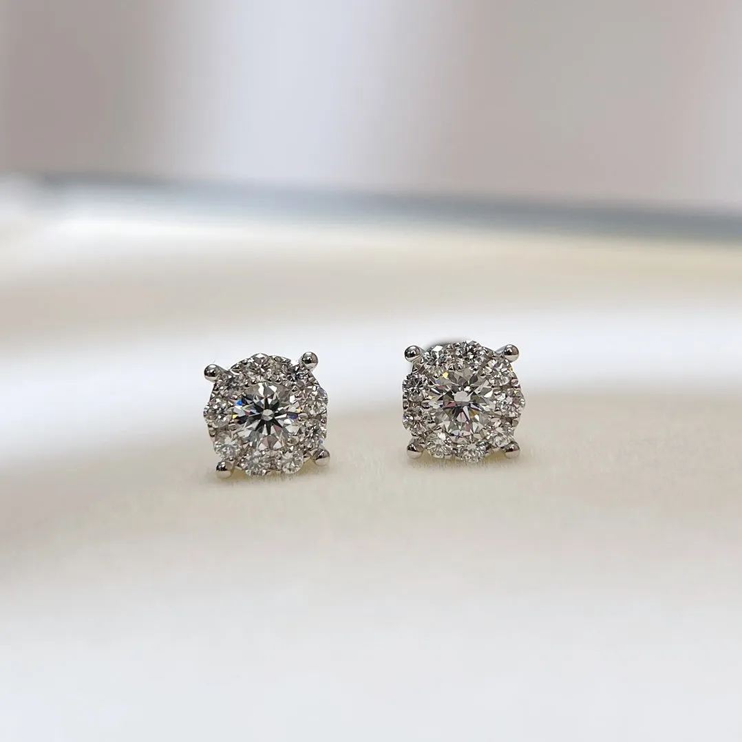 Like Carat 1/2 carat round diamond earring with 18K white solid gold