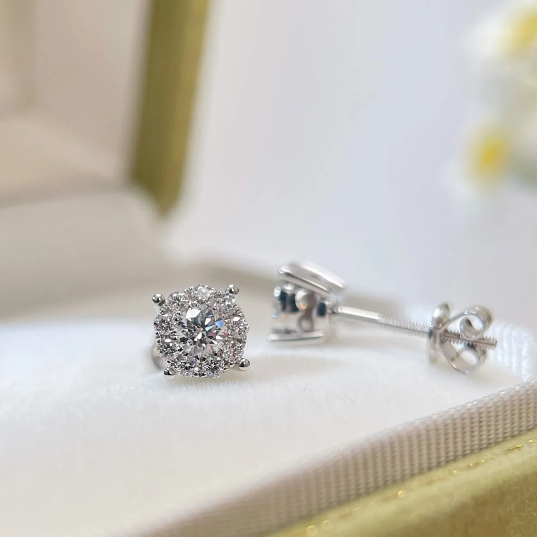 Like Carat 1/2 carat round diamond earring with 18K white solid gold
