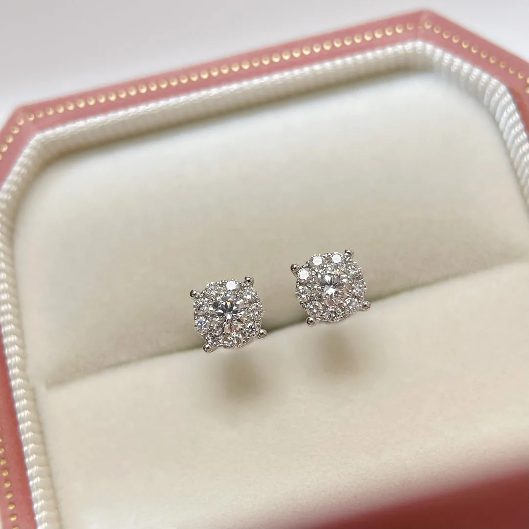 Like Carat 1/2 carat round diamond earring with 18K white solid gold