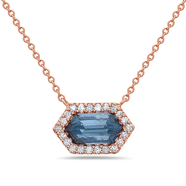 London Blue Topaz & Diamond Plaque Pendant