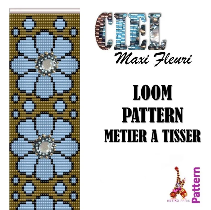 Loom Pattern - Bracelet FLEURS CIEL