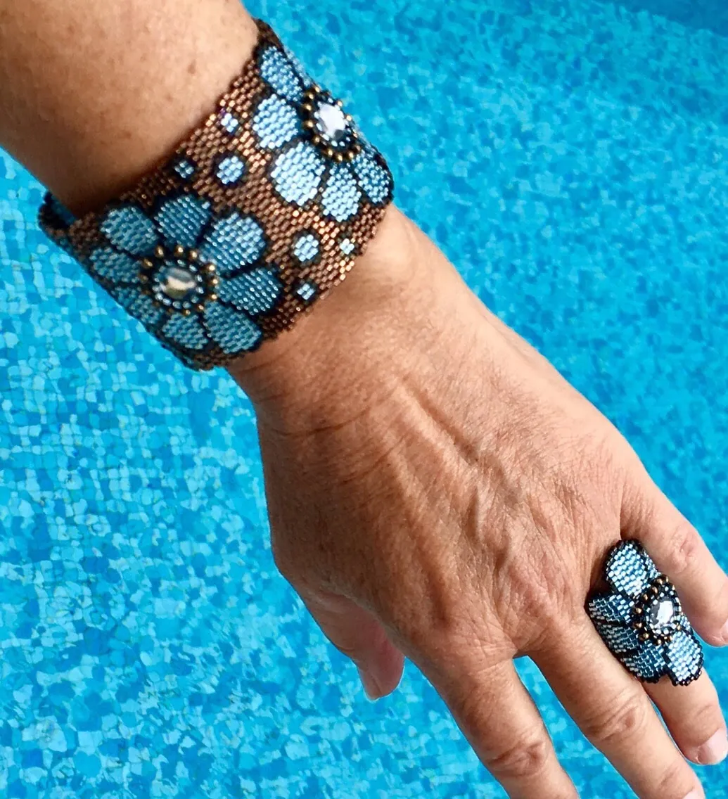 Loom Pattern - Bracelet FLEURS CIEL
