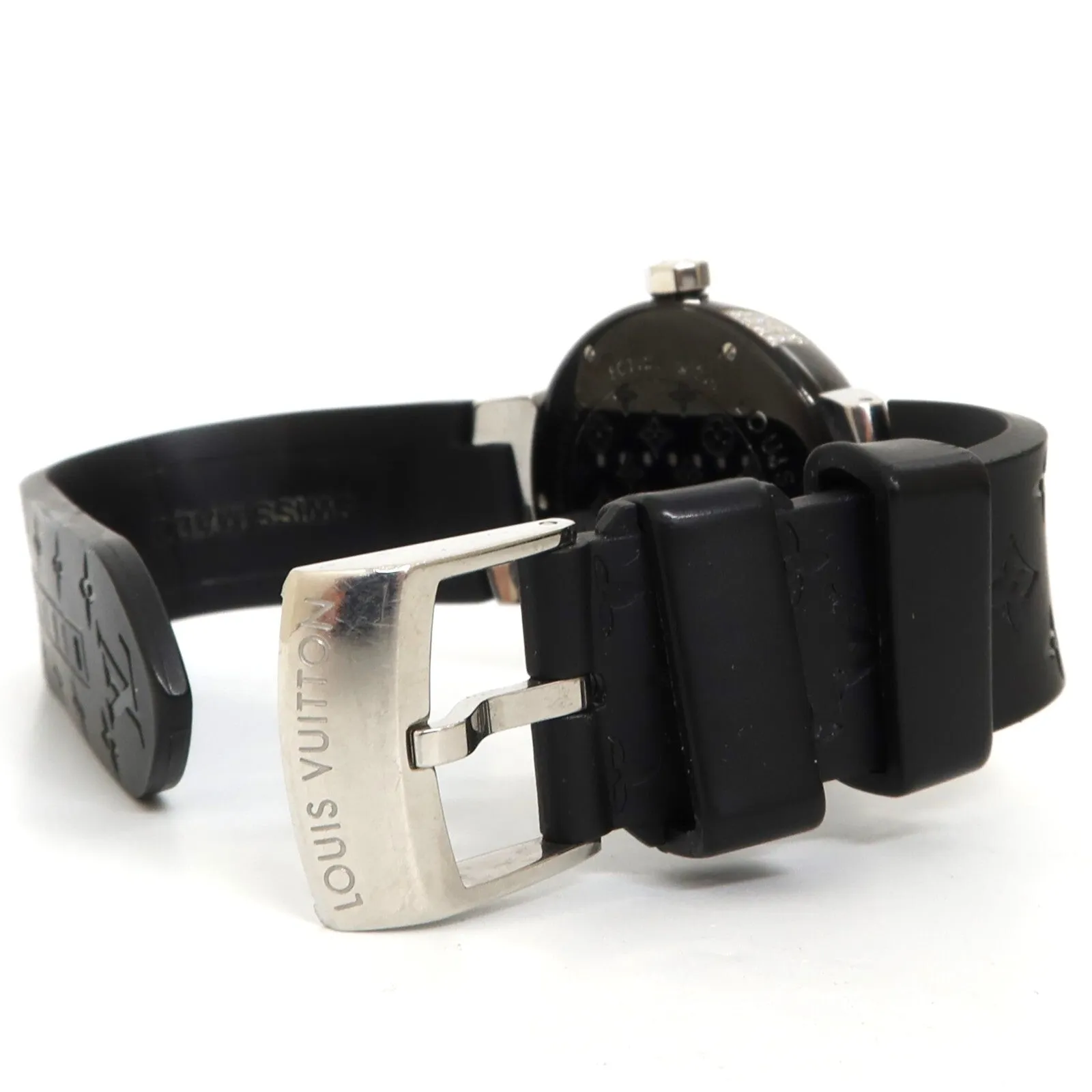 Louis Vuitton Tambour Black Dial Diamond Quartz Stainless Steel Q131Q