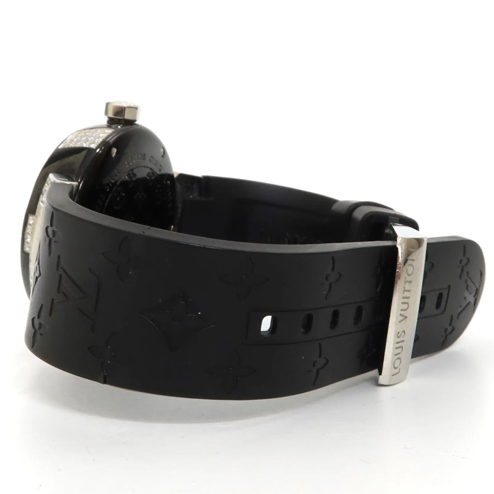 Louis Vuitton Tambour Black Dial Diamond Quartz Stainless Steel Q131Q
