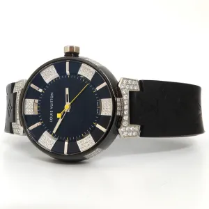 Louis Vuitton Tambour Black Dial Diamond Quartz Stainless Steel Q131Q
