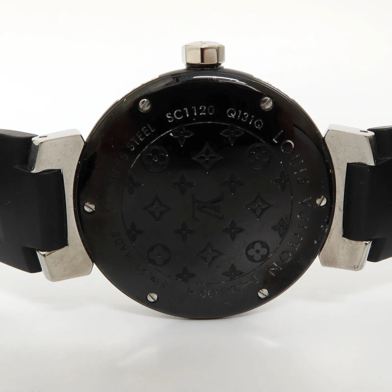 Louis Vuitton Tambour Black Dial Diamond Quartz Stainless Steel Q131Q
