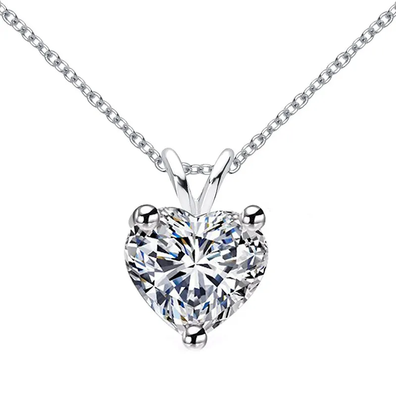 Love Heart Shaped Moissanite Pendant Necklace