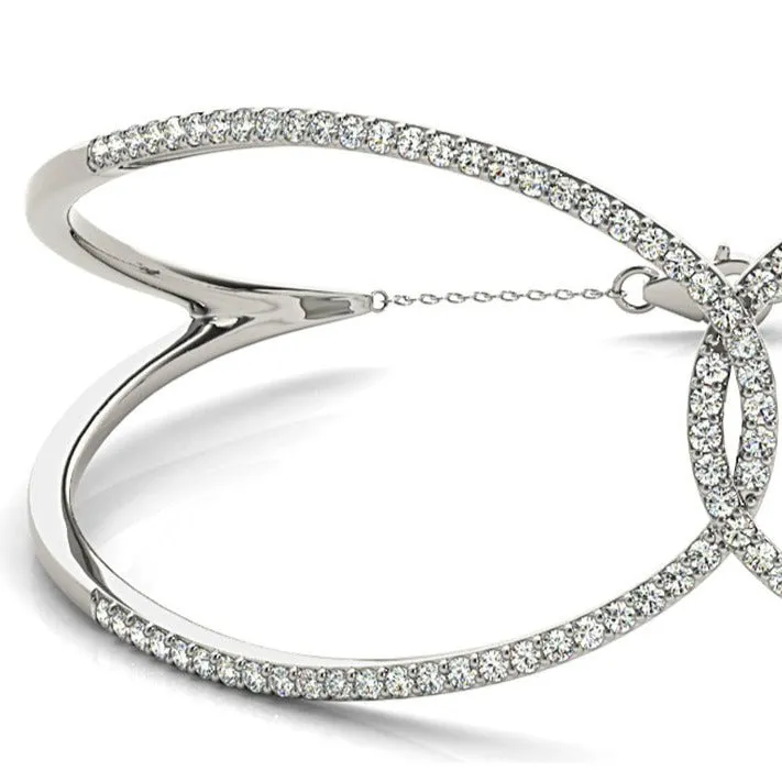 Love Knot 0.65 ctw Diamond Bangle Bracelet Pave Set