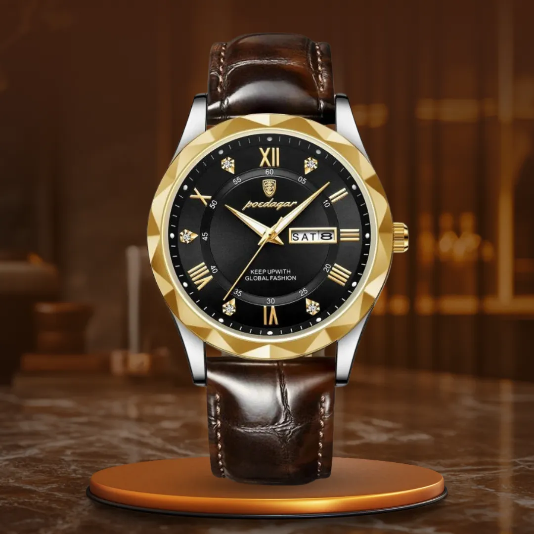 LUXURIOUS LEATHER STRAP QUARTZ WATCH | Elegance Meets Precision