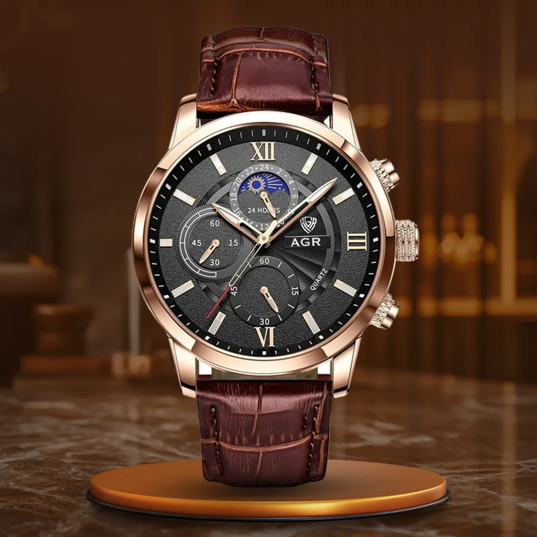 LUXURY LEATHER QUARTZ WATCH | Timeless Elegance Redefined