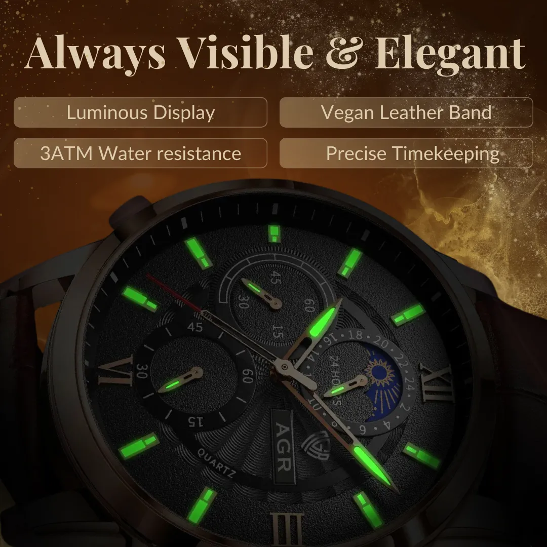 LUXURY LEATHER QUARTZ WATCH | Timeless Elegance Redefined