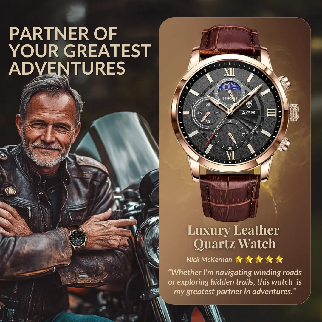LUXURY LEATHER QUARTZ WATCH | Timeless Elegance Redefined