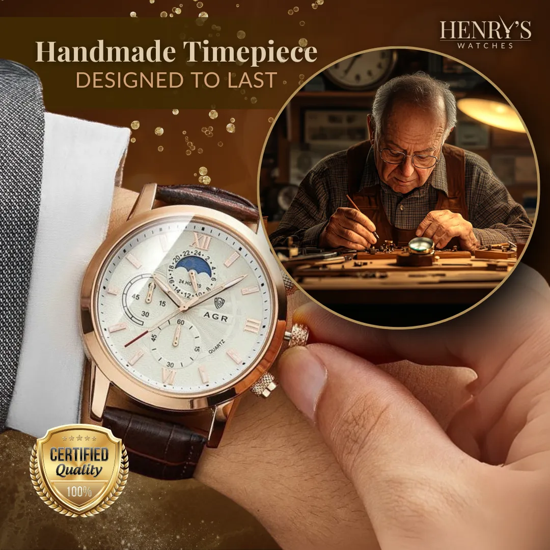 LUXURY LEATHER QUARTZ WATCH | Timeless Elegance Redefined