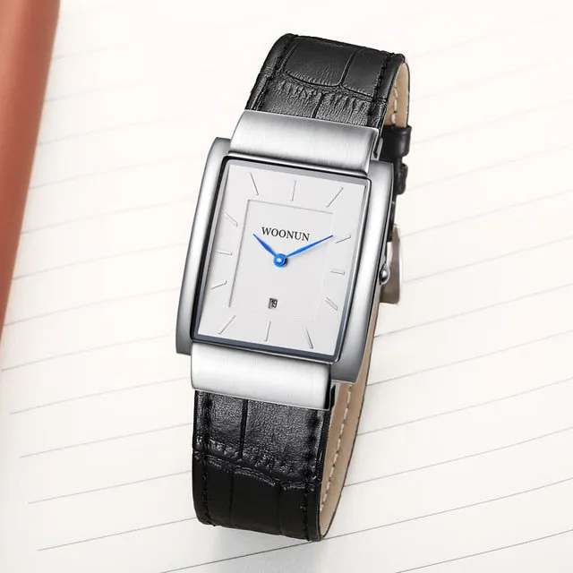 Luxury Men Watches Fashion Rectangle Watches Men Genuine Leather Men Watches Ultra Thin Mens Watches reloj hombre horloge mannen