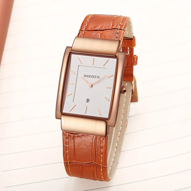 Luxury Men Watches Fashion Rectangle Watches Men Genuine Leather Men Watches Ultra Thin Mens Watches reloj hombre horloge mannen