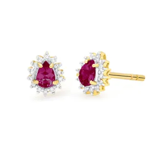 Marie Ruby and Diamond Earrings
