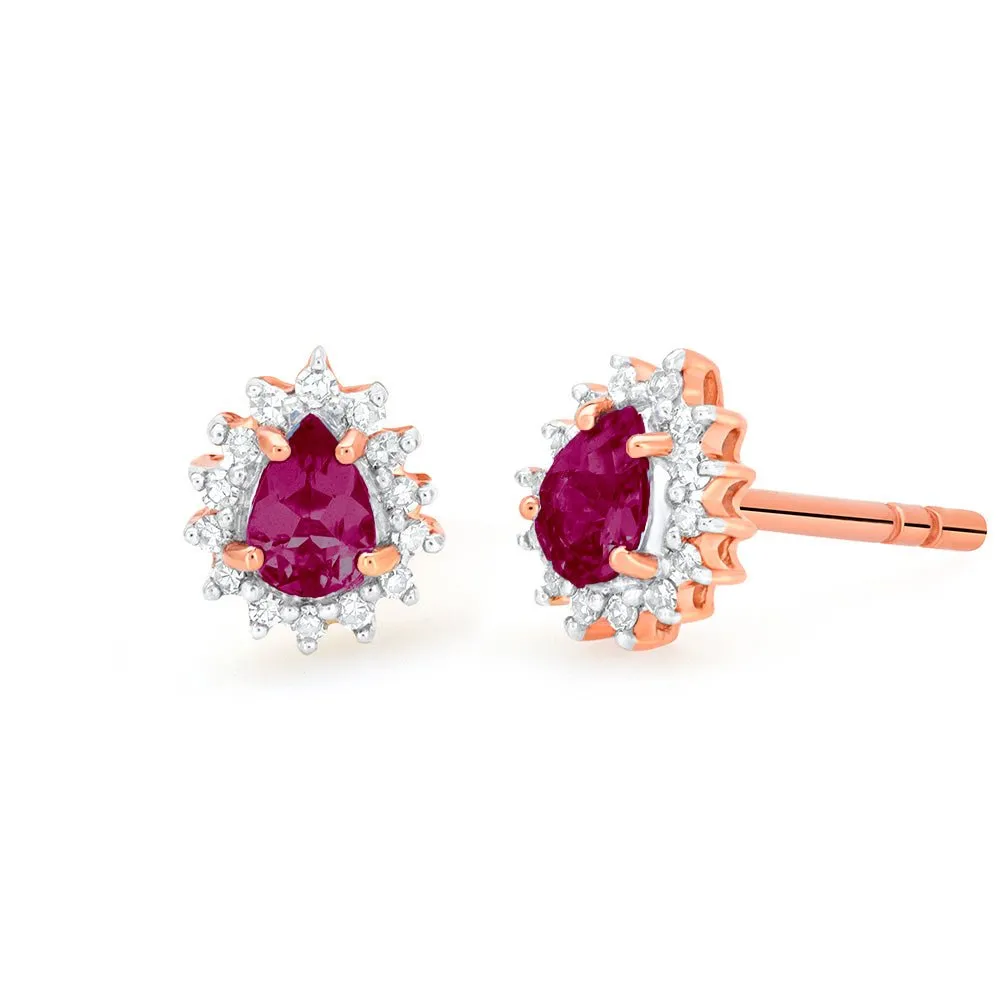 Marie Ruby and Diamond Earrings