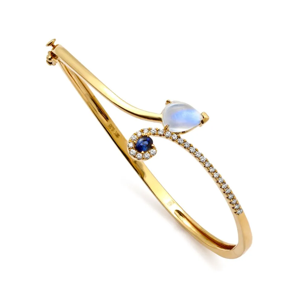 Mark Henry 18k Yellow Gold Moonstone, Sapphire, and Diamond Bracelet