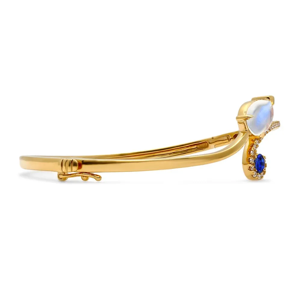 Mark Henry 18k Yellow Gold Moonstone, Sapphire, and Diamond Bracelet