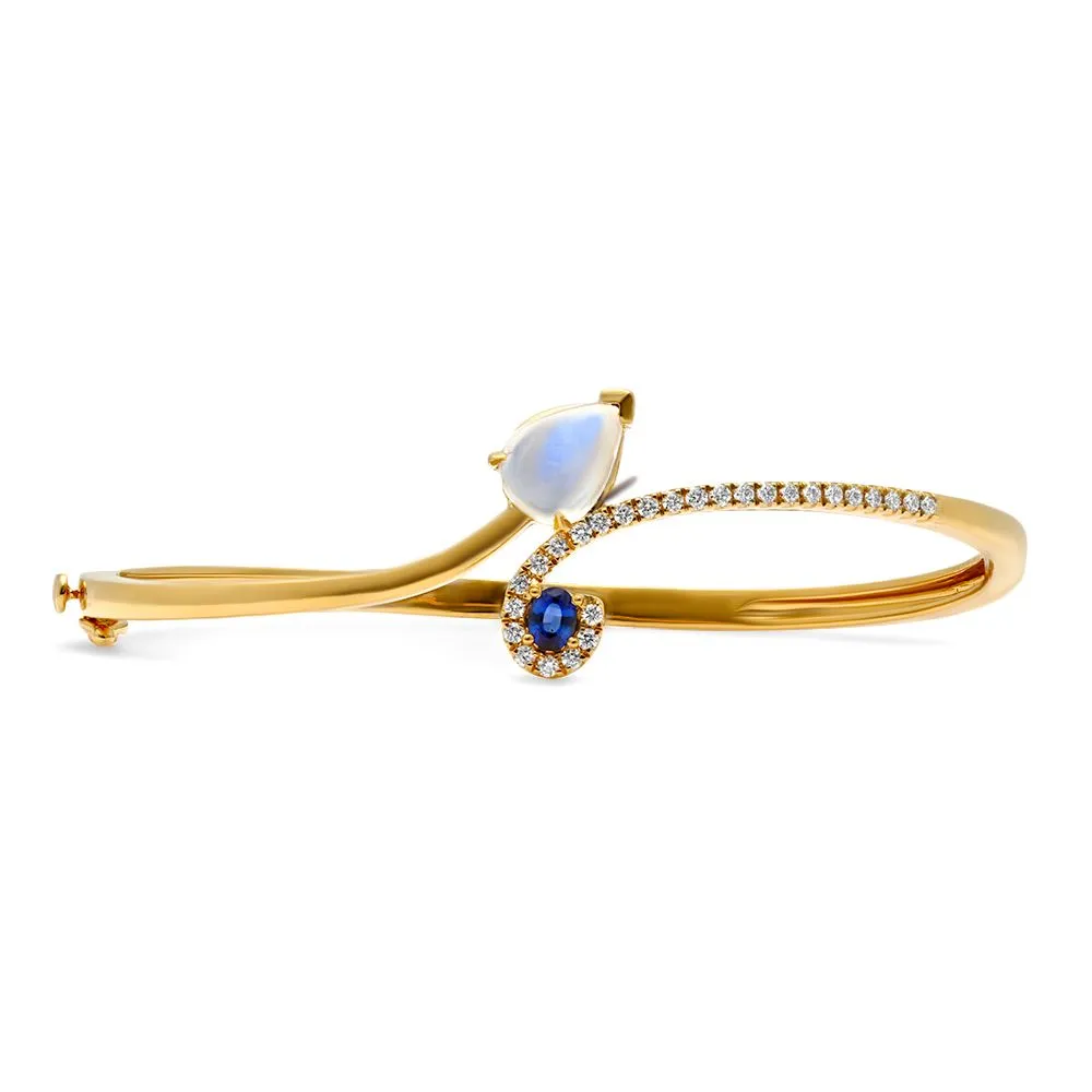 Mark Henry 18k Yellow Gold Moonstone, Sapphire, and Diamond Bracelet