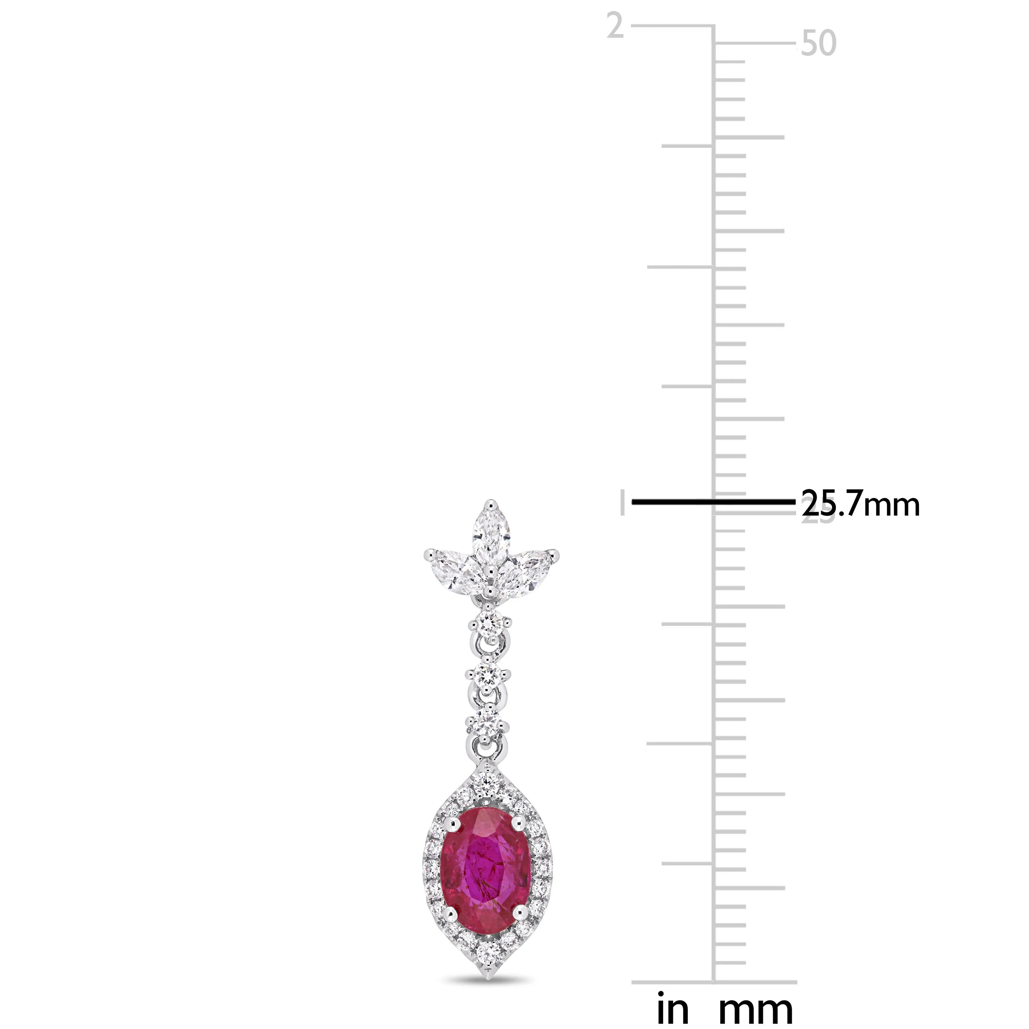 Marquis Gemstone and Diamond Drop 14K White Gold Earrings