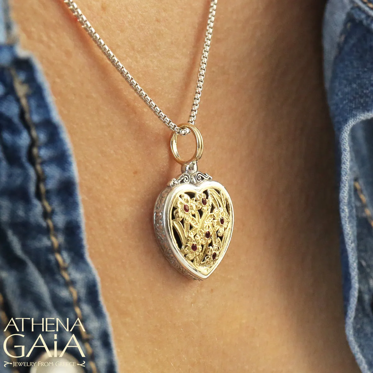 Meadow Shadows Ruby Heart Pendant
