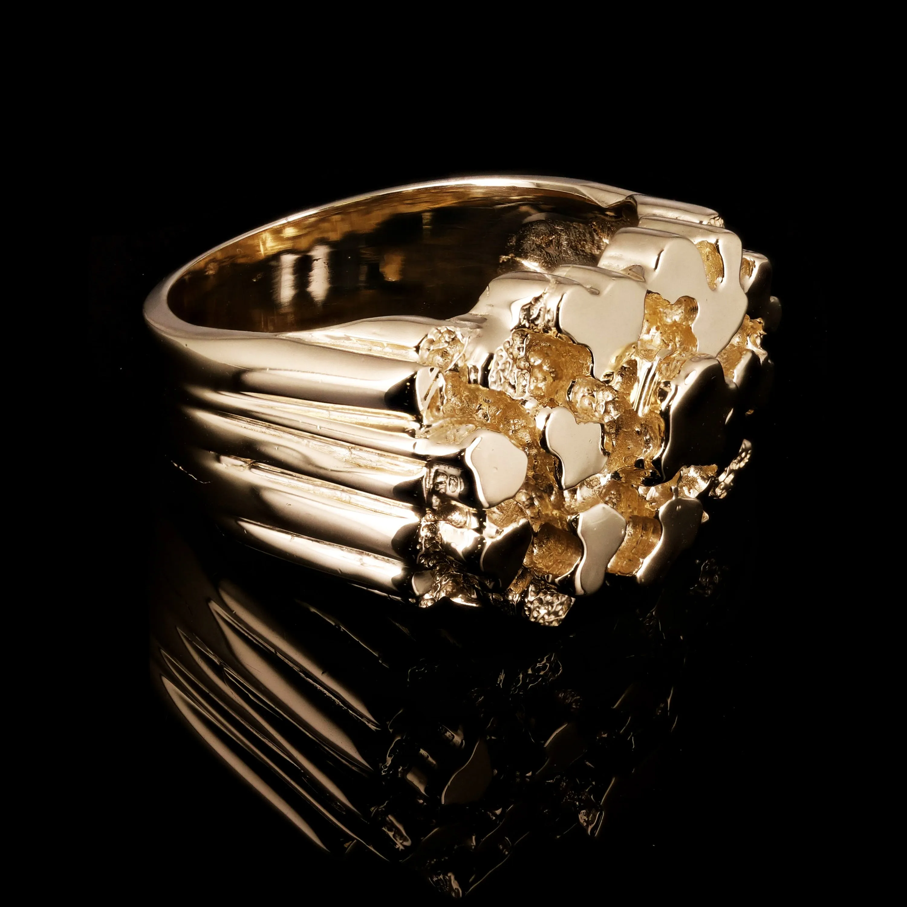 Men's 10k Yellow Gold Solid Heavy Nugget Ring Band 15.8mm Sizes 7 - 12