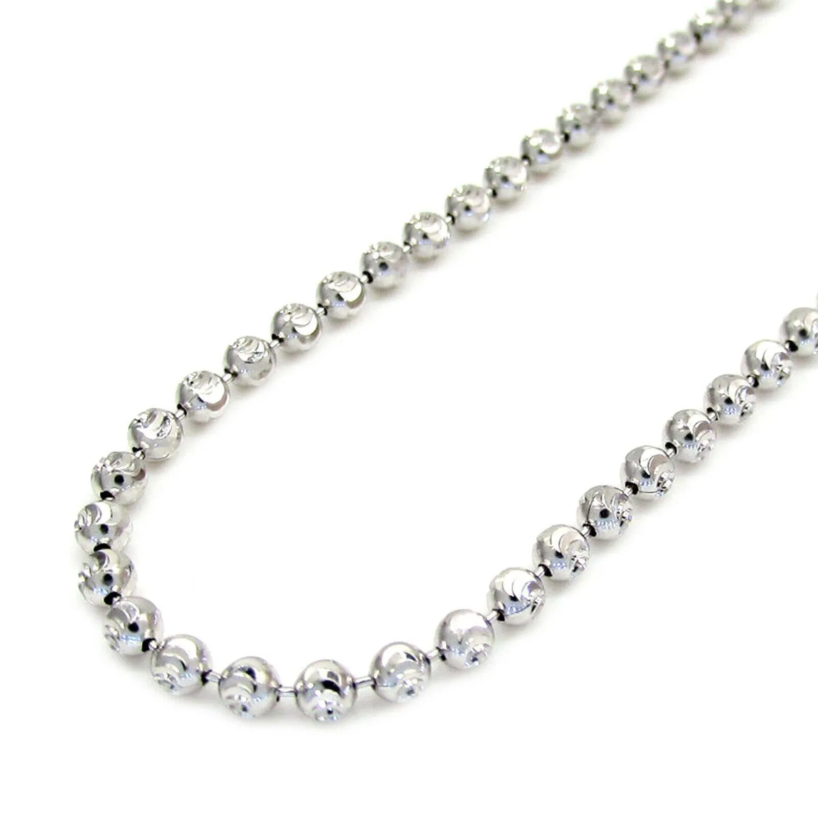 Men's Appealing 14K White Gold 3mm 26" Diamond Cut Moon Chain