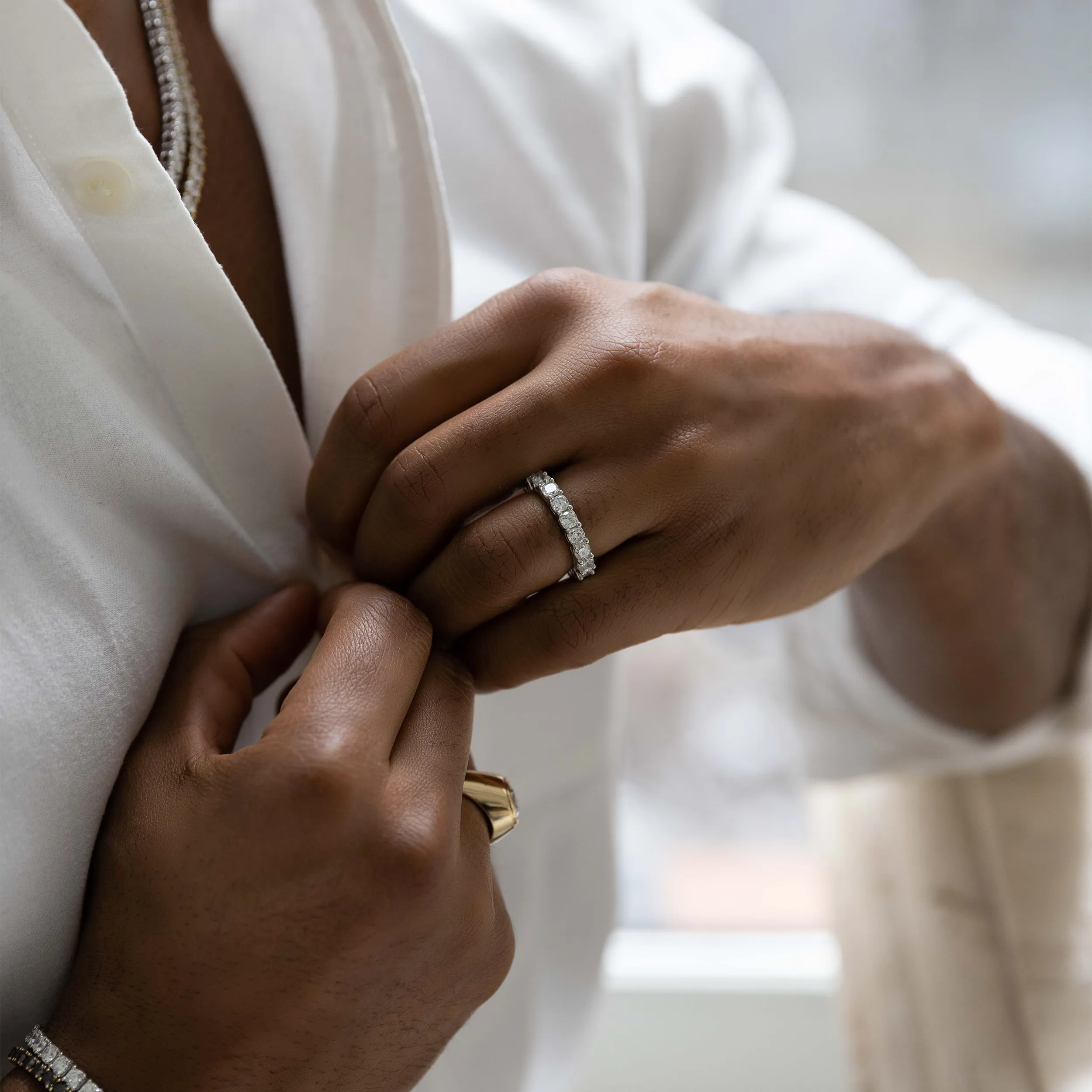 Men's Cushion Cut Eternity Band