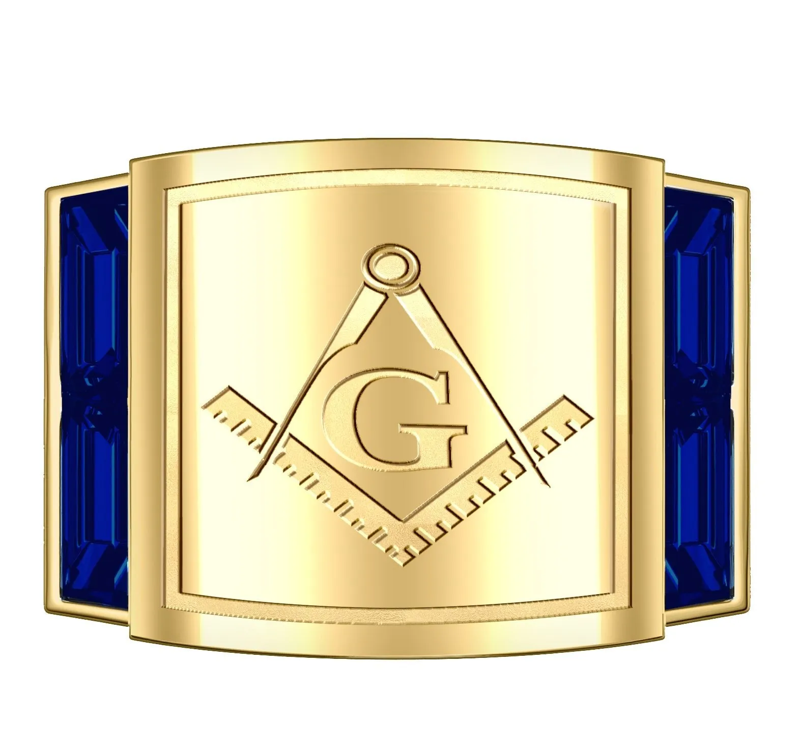 Men's Heavy Solid 10K or 14K Yellow Gold or White Gold Freemason Master Mason Ring Band