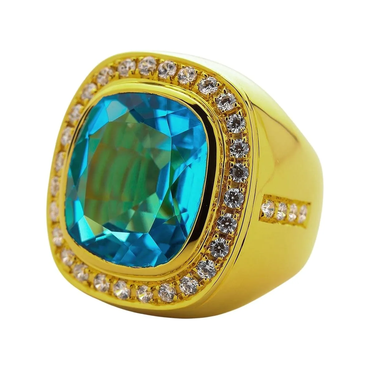 Mens Huge Natural Blue Topaz Ring