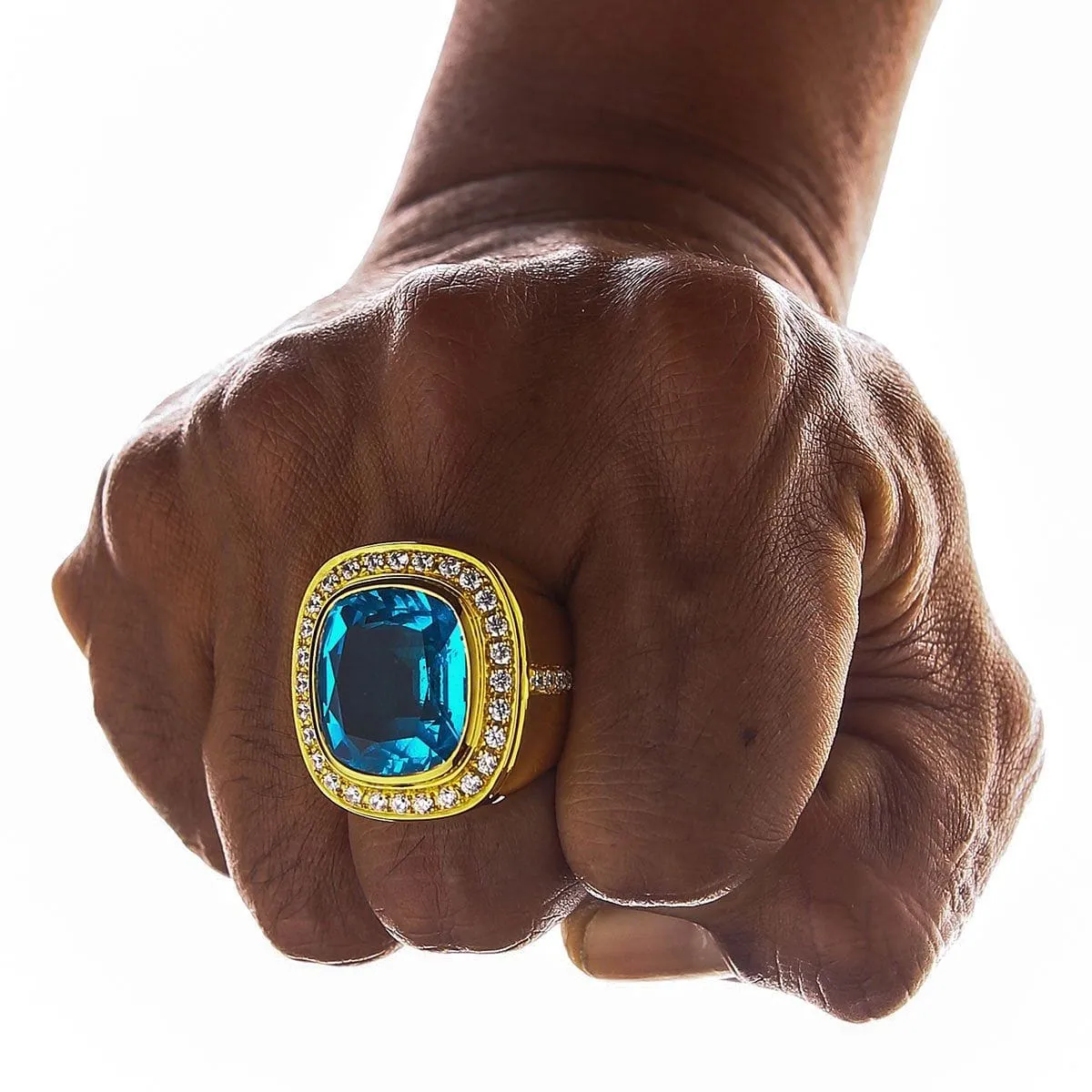 Mens Huge Natural Blue Topaz Ring