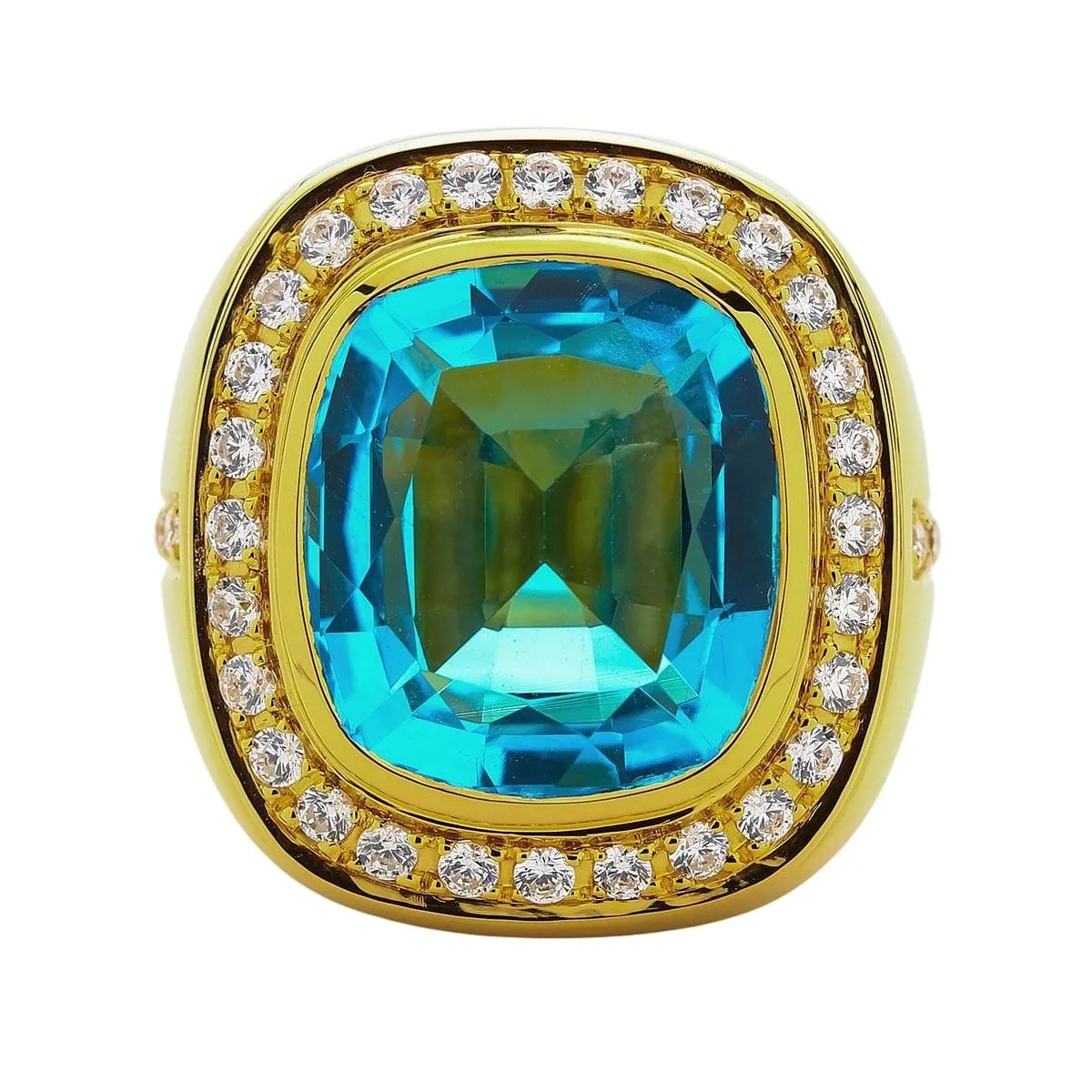 Mens Huge Natural Blue Topaz Ring