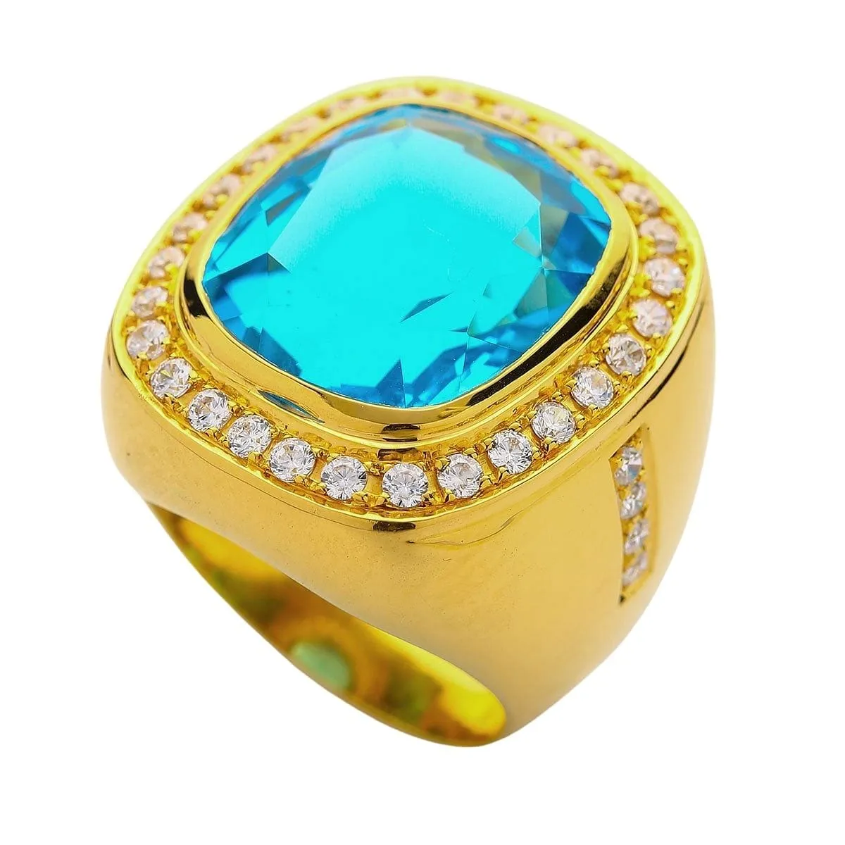 Mens Huge Natural Blue Topaz Ring