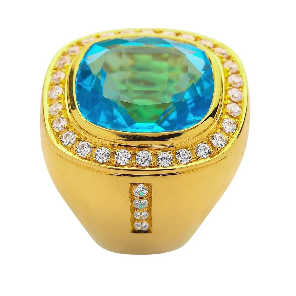 Mens Huge Natural Blue Topaz Ring