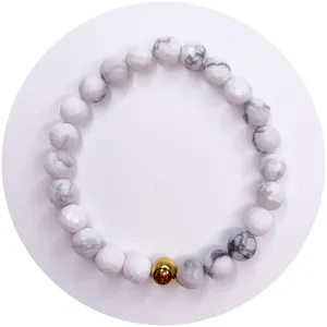 Mens White Howlite with Gold Accent