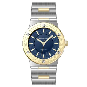 Michael Fellini Two-tone Stainless Steel Dark Blue Dial Quartz Watch for Ladies - MF2353-04