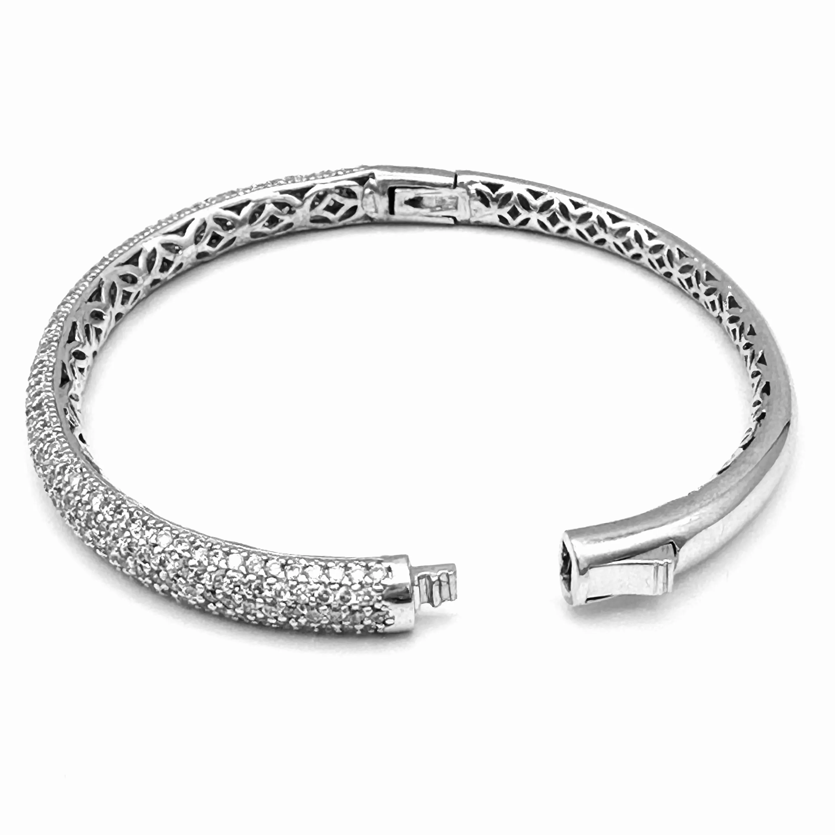 Micro Pave CZ Bangle Bracelet, 5 Row