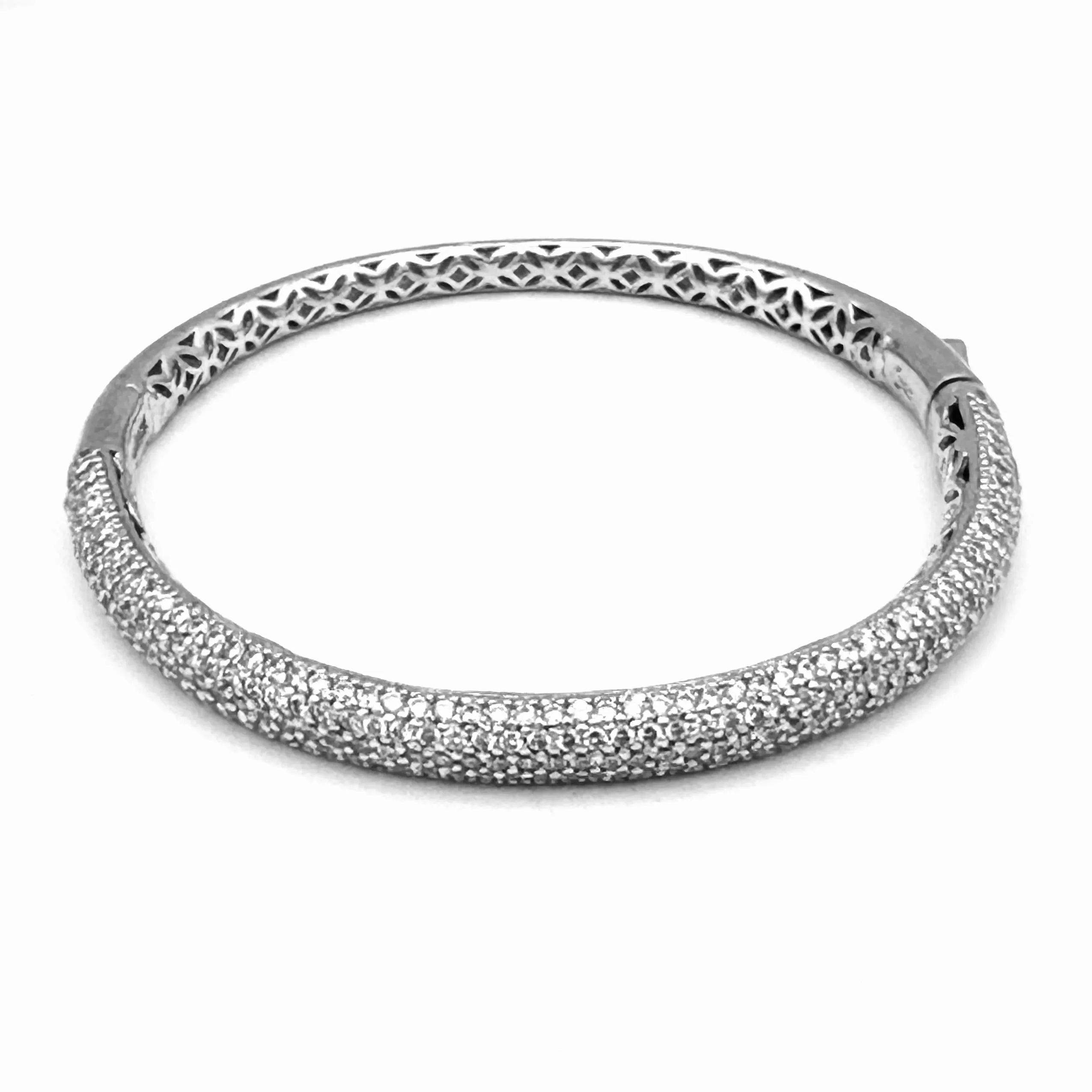 Micro Pave CZ Bangle Bracelet, 5 Row