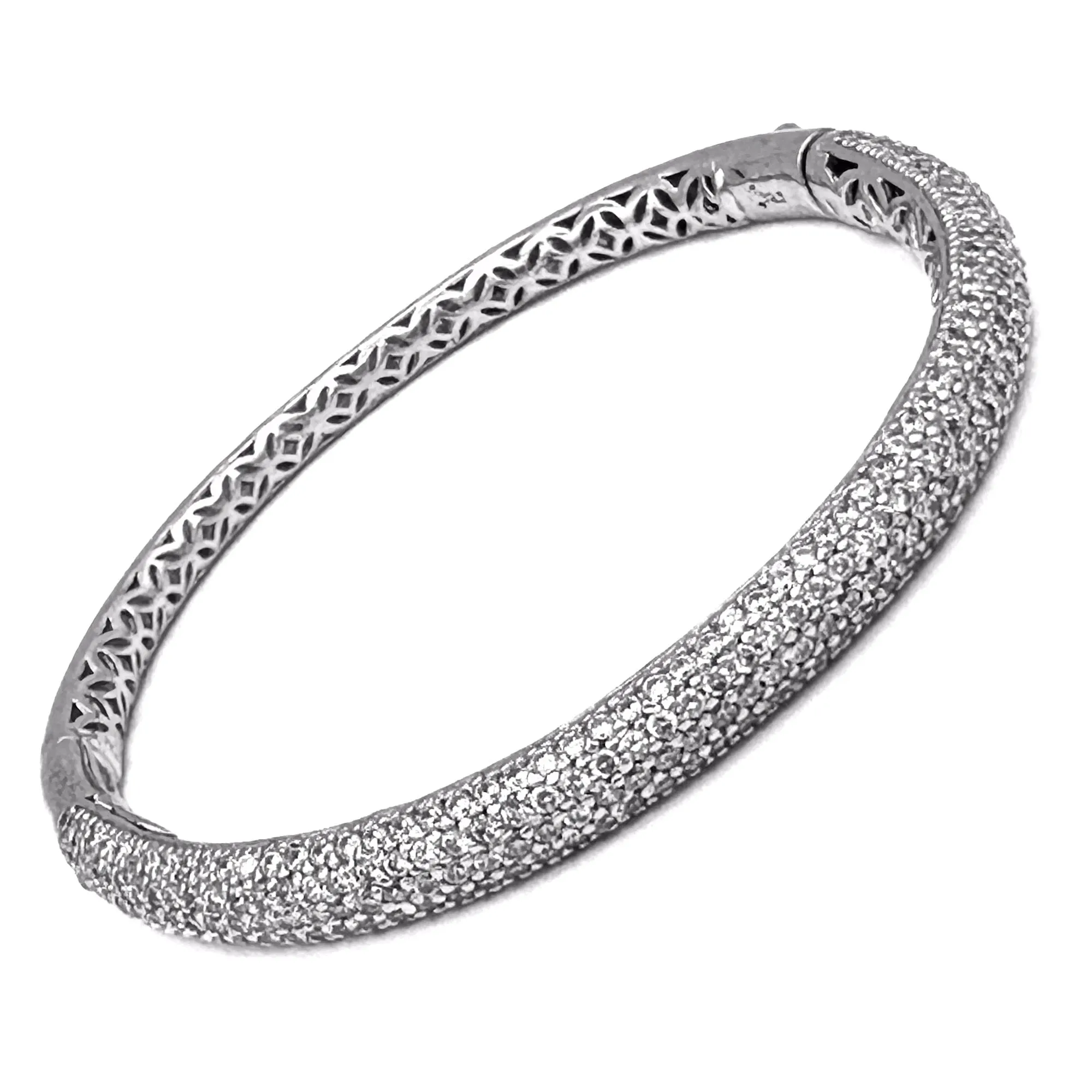 Micro Pave CZ Bangle Bracelet, 5 Row