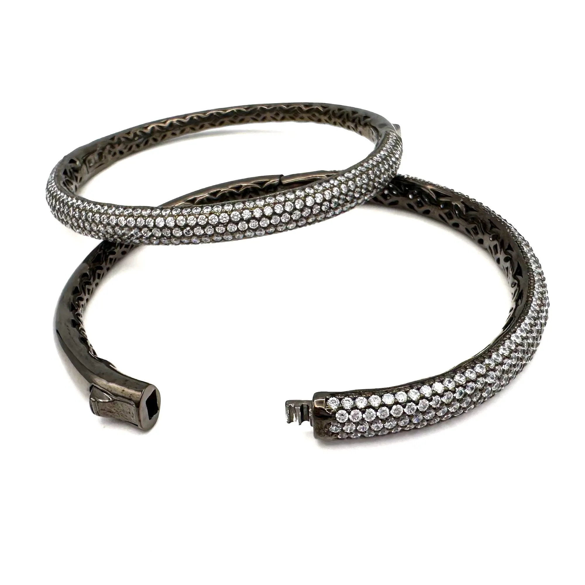 Micro Pave CZ Bangle Bracelet, 5 Row