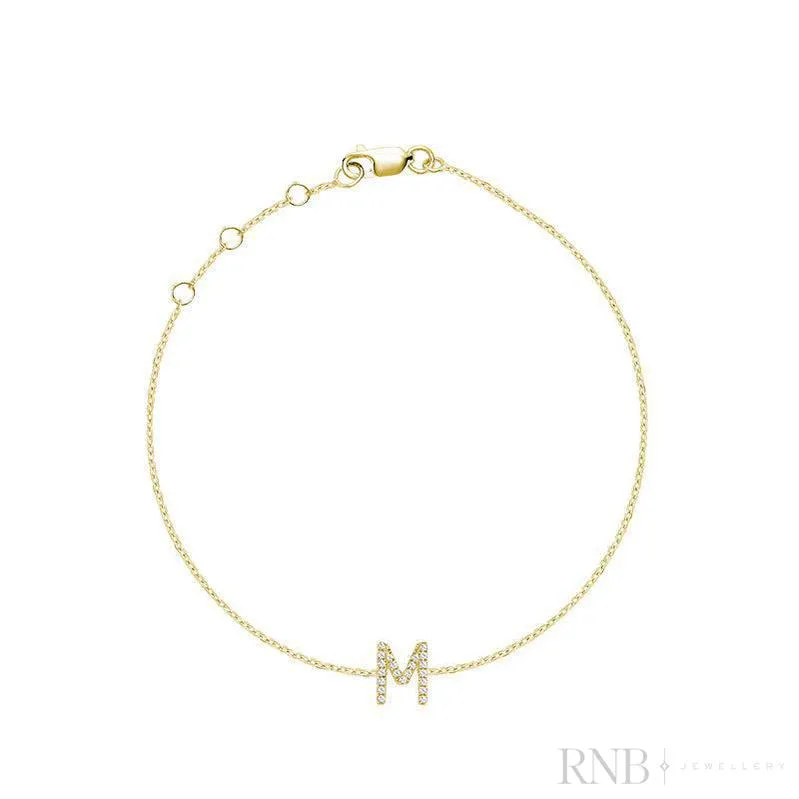 Mini Block Initial Diamond Bracelet