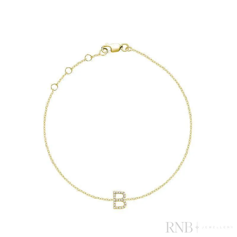 Mini Block Initial Diamond Bracelet