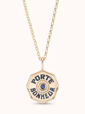 Mini Diamond Halo Porte Bonheur Blue Sapphire