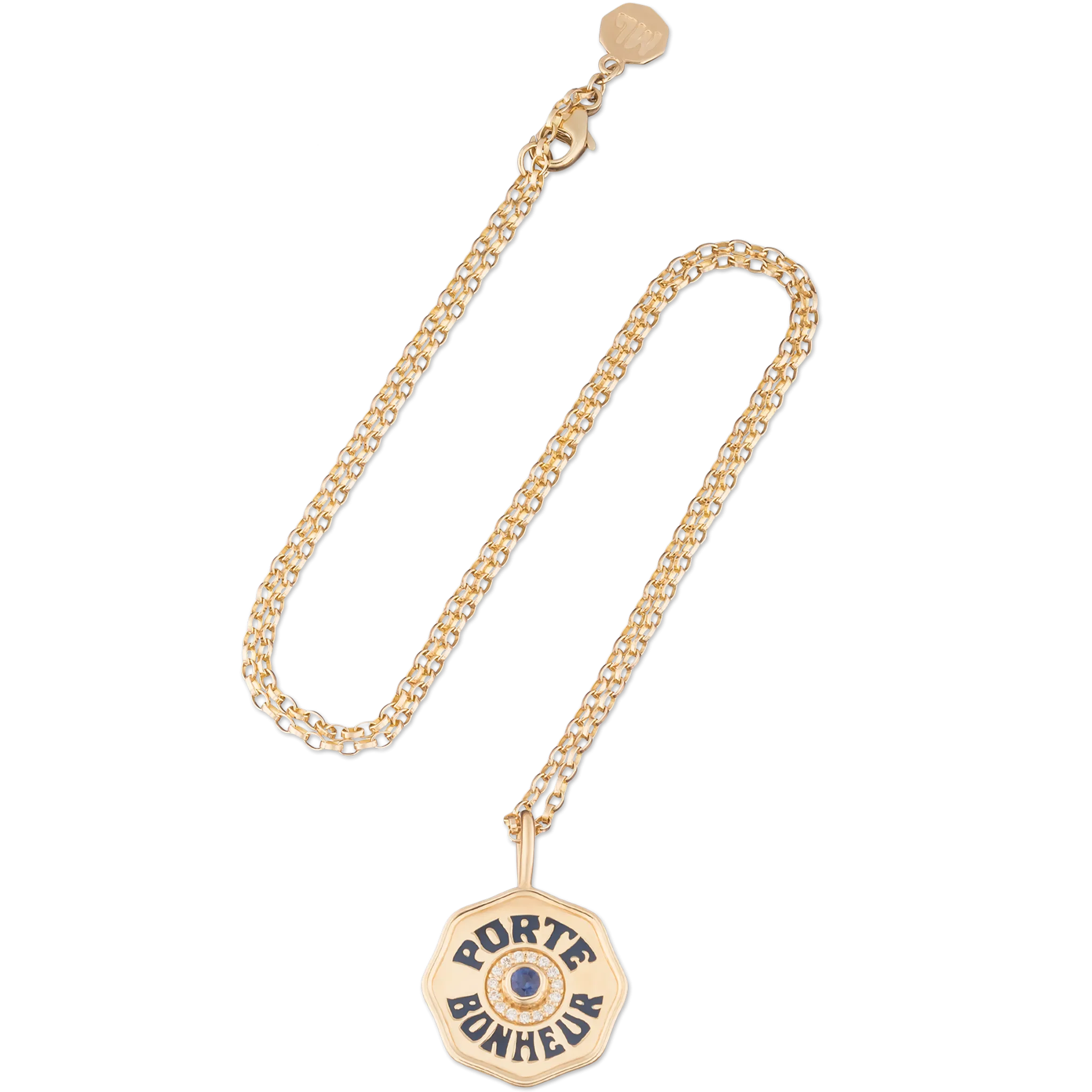 Mini Diamond Halo Porte Bonheur Blue Sapphire